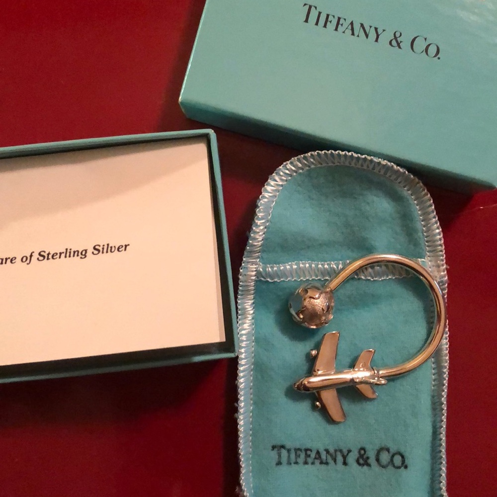 Tiffany and Co. Sterling silver airplane globe key